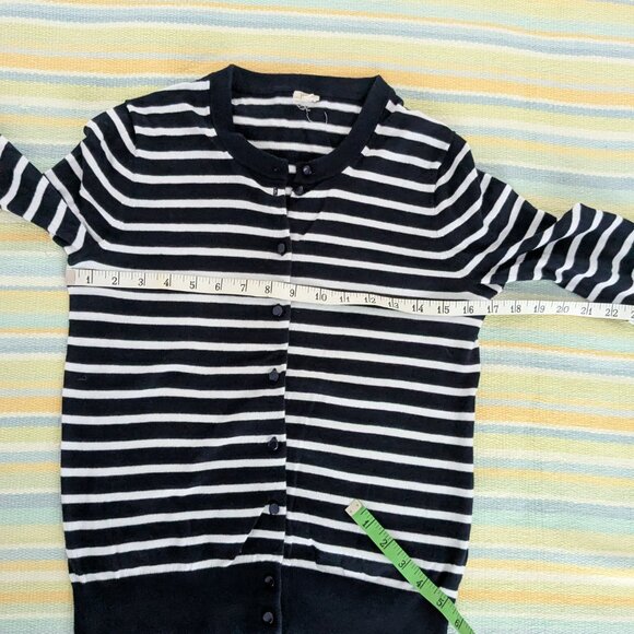 J. Crew Navy blue and white striped 3/4 sleeve cardigan Small - Picture 7 of 11